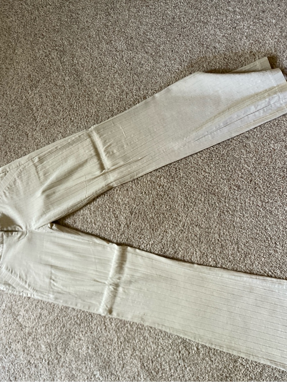 Women's Cream Ribbed Wide-Leg Pants